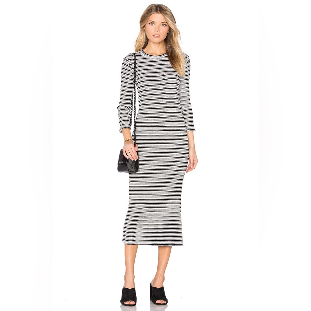 Monrow Striped Maxi Dress in Black and White